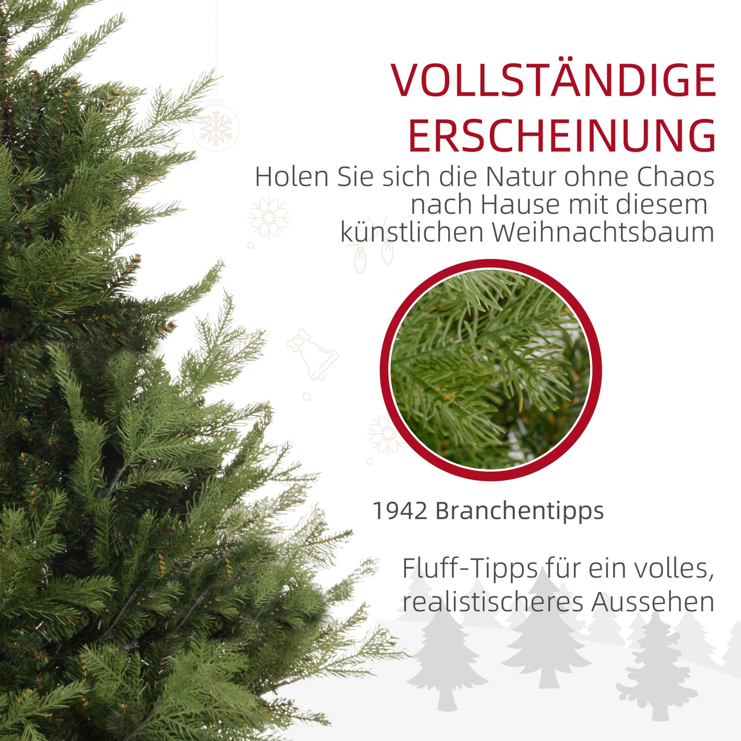 Kunstkerstboom – Kunstkerstboom met LED – Kunstkerstboom nepspar – Kunstkerstboom groen – Kunstkerstboom binnen – Realistische uitstraling – Eenvoudig op te zetten – 150 cm hoog – Stevige metalen voet