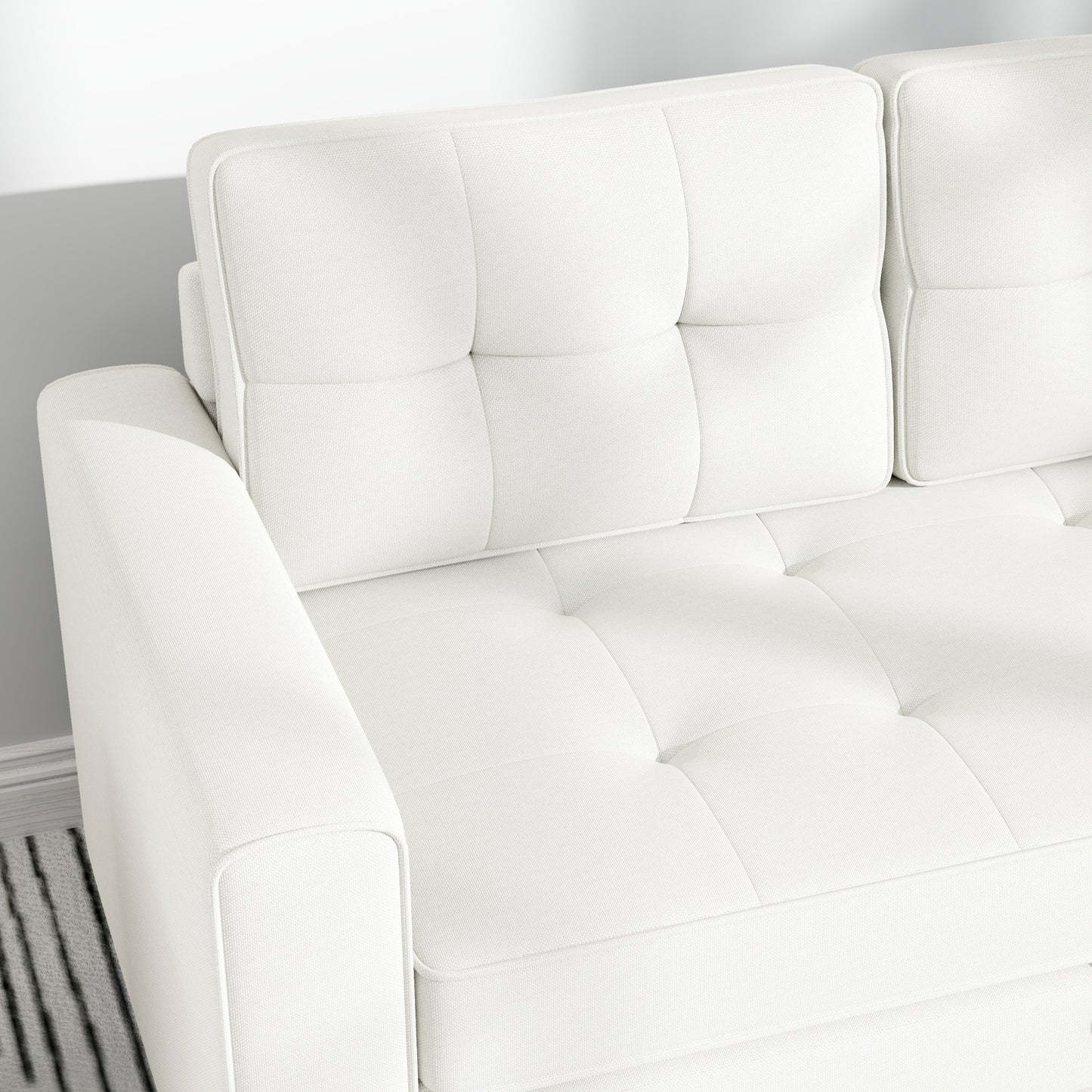 2-zits Slaapbank – Slaapbankje – Bedbank – Logeerbed – Sofa Bed – Linnenlook Stof – Uitklapbaar Tot 195x148 cm – Comfortabel Hoogwaardig Schuim