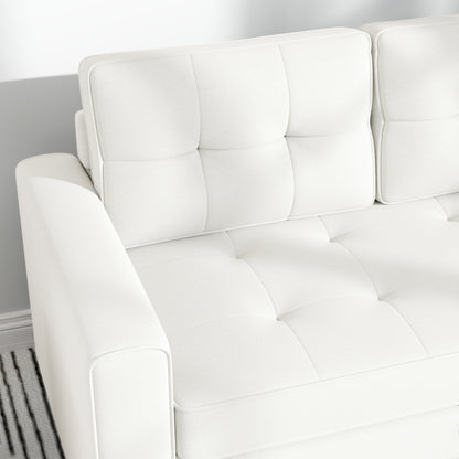 Bankbed – Slaapbank – Logeerbed – Sofa Bed – 2-Zits Convertible – Linnen-Effect Stof – Inklapbaar Matras – Compact Design 147,5x75x85 cm – Comfortabele Zit- en Slaapplek