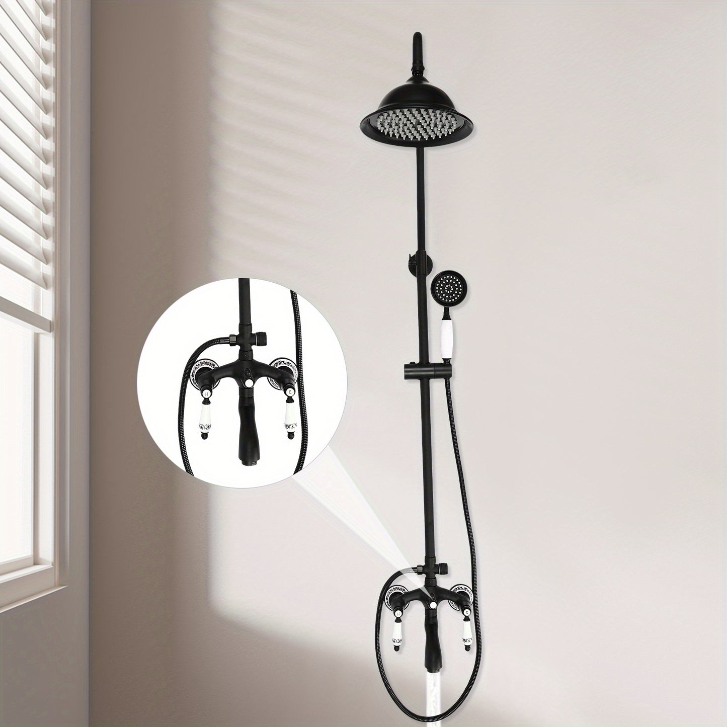 Retro Douche Set – Handdouche – Regen Douche – Thermostaatkraan – Badkamerkraan – RVS – Wandmontage – Verstelbare Temperatuur – Duurzaam Design