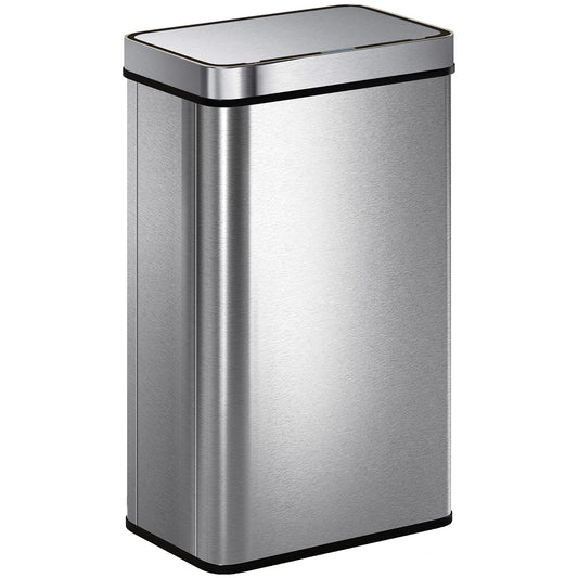 Automatische Prullenbak – Sensor Afvalbak – Touchless Afvalemmer – Bewegingssensor Prullenbak – RVS Vuilnisbak – 60 Liter Capaciteit – Batterijgevoed – Zilverkleurig