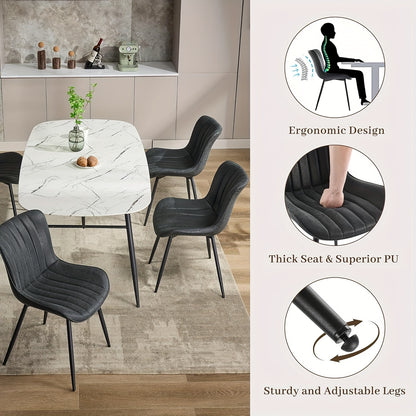 Eetkamerstoelen – Stoelen – Kuipstoelen – Keukenstoelen – Zwarte Armlos – Kunstleer Bekleding – Metaal Onderstel – Set Van 2
