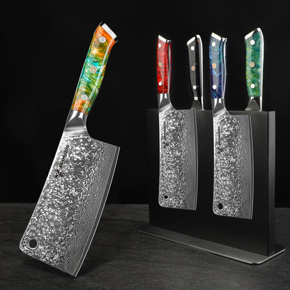 Keukenmes – Koksmes – Schilmes – Officemes – Keukenmessen Set – VG10 Damascus Staal – Groen Resin Handvat