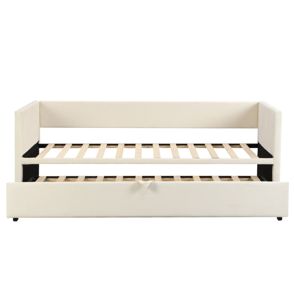 Slaapbank – Bedbank – Bedbank met Uitschuifbed – Multifunctionele Bank – Bedbank Velvet Grijs – Uitschuifbaar tot 180x200 cm – Robuuste MDF en Hardhouten Constructie