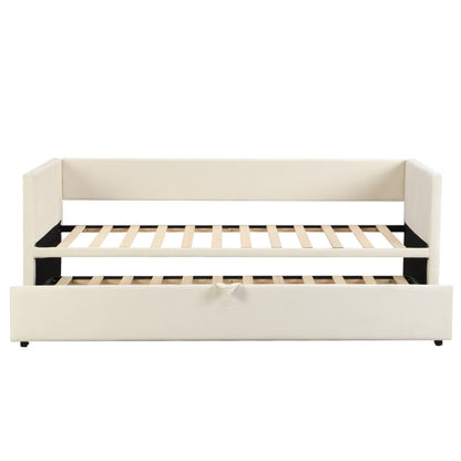 Slaapbank – Bedbank – Bedbank met Uitschuifbed – Multifunctionele Bank – Bedbank Velvet Grijs – Uitschuifbaar tot 180x200 cm – Robuuste MDF en Hardhouten Constructie