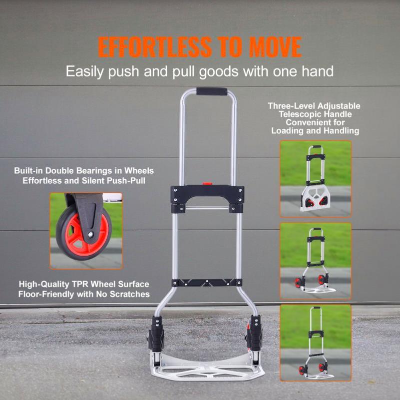 Handkar – Handtruck – Transportkar – Trolley – Vouwkar – Aluminium Frame – Draagkracht 79 kg