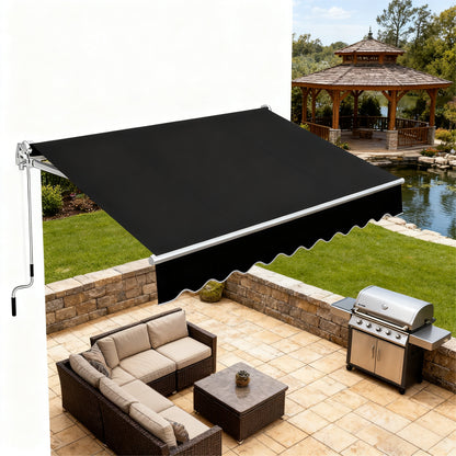 Uitschuifbaar Zonnescherm – Terras Overkapping – Balkon Zonwering – Uitvalscherm – Handbediend Zonnescherm – Aluminium Frame – 400x300 cm – Stevig & Weerbestendig – Donkergrijs