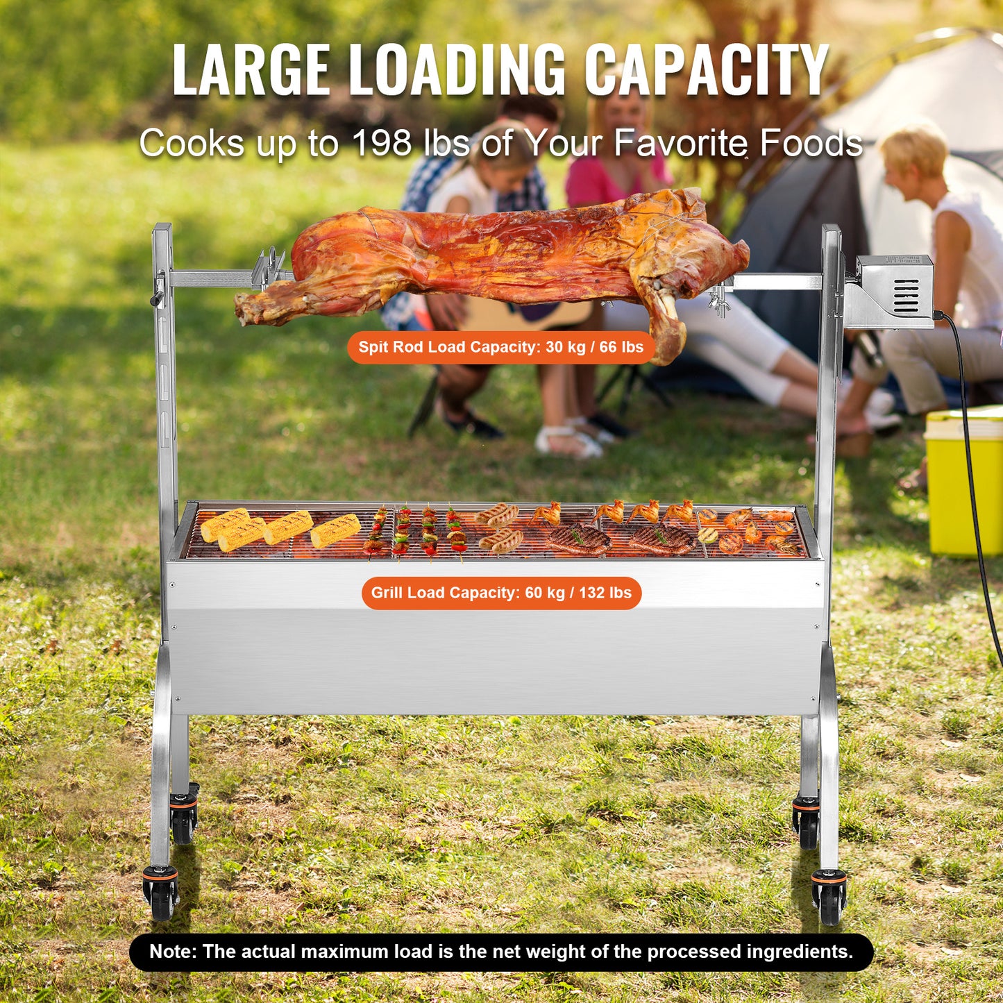 Draaispit – Rotisserie – Braadspit – BBQ Spit – BBQ Grill – RVS – 52W Motor – 90 kg Draagvermogen