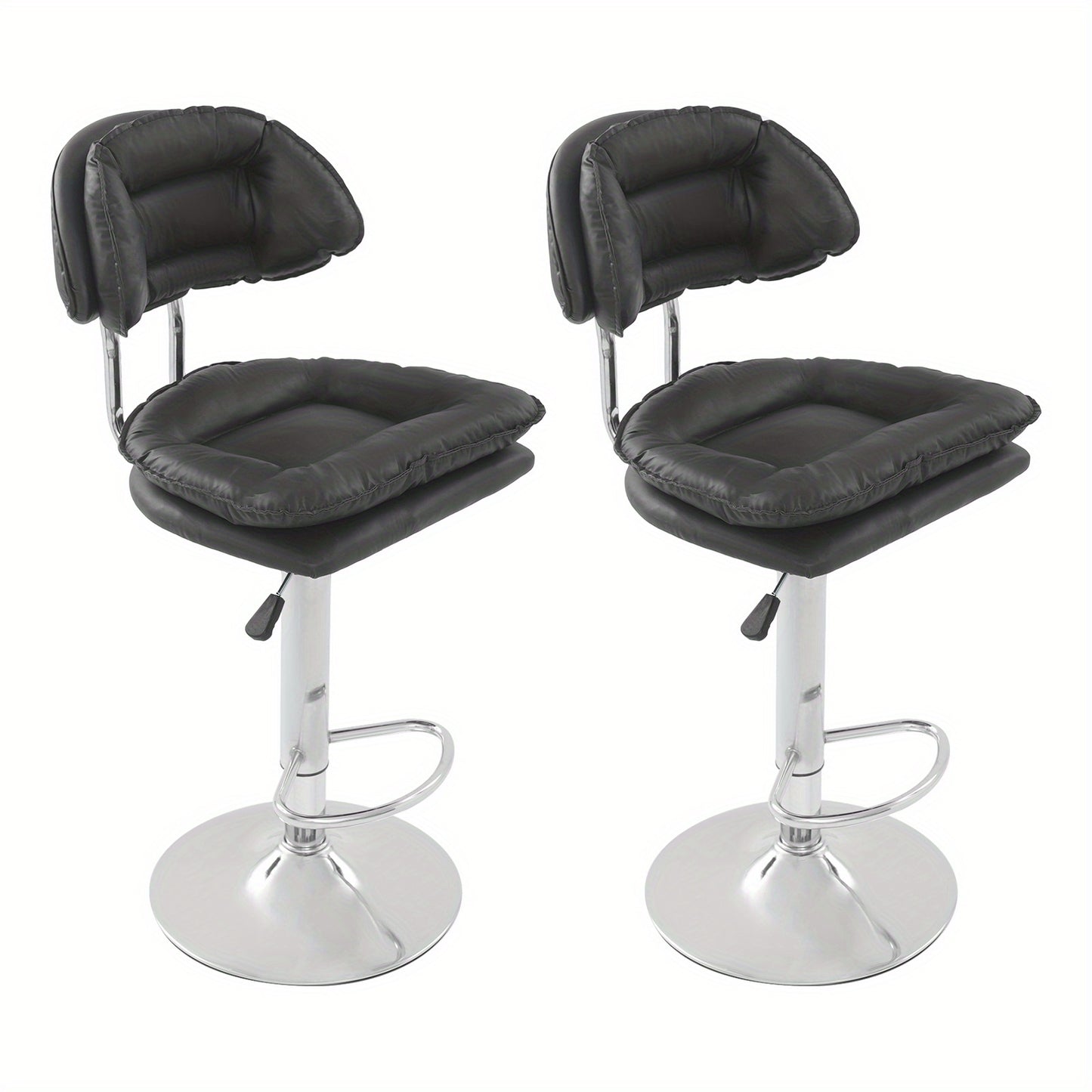 Barstoel – Barkruk – Barstoel Kruk – Barstoelen – Keukenstoel – Zwart Donkergrijs – Verstelbare Zithoogte 62-82 cm – 360° Draaibaar – Set van 2
