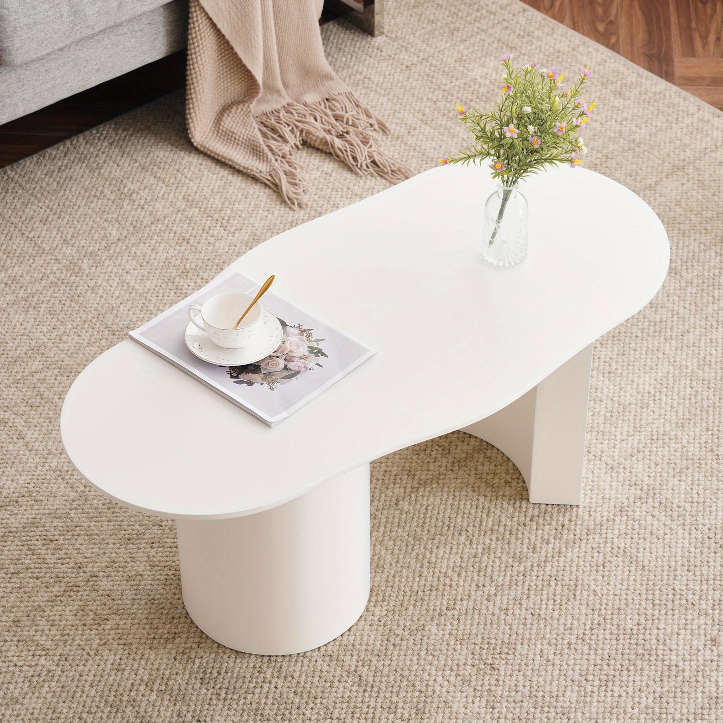 Witte Salontafel – Bijzettafel – Koffietafel – Tafel – Modern Meubel – Onregelmatig Ontwerp – 100 cm Lang MDF
