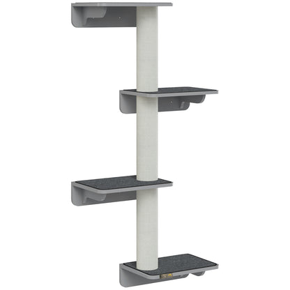 Krabpaal – Kattenboom – Krabmeubel – Klimmeubel – Kattenhuis – Wandmontage – Compact Design – MDF Hout 66x28x137 cm
