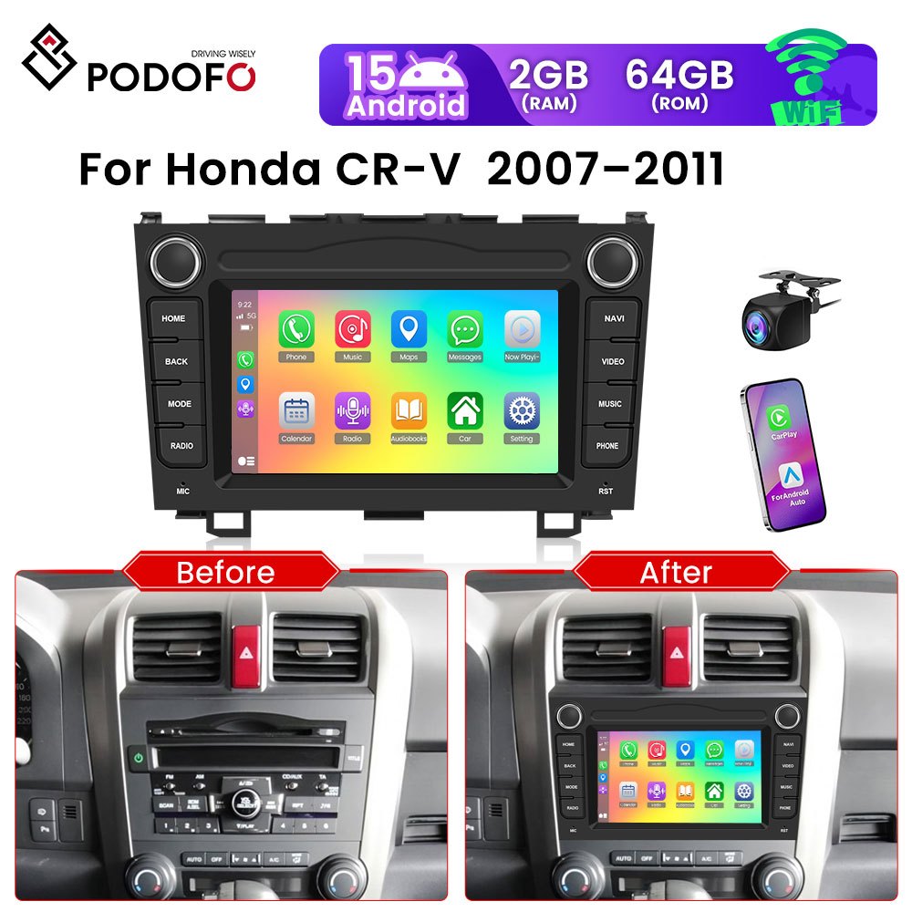Android Autoradio – Multimedia Systeem – Navigatiesysteem – Inbouwradio – Auto Stereo – 2GB+64GB Met AHD Camera – 7 Inch HD Touchscreen – Draadloos CarPlay & Android Auto