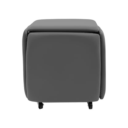 5-in-1 Sofa Kruk – Stapelbare Kruk – Voetenbank – Schoenbank – Bijzettafel – Grijs – Zwenkwieltjes – Stevig Stalen Frame – Max 99,79 kg Draagvermogen