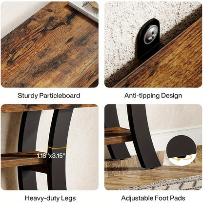 Sidetable – Haltafel – Sofa Tafel – Console Tafel – Wandtafel – 104 cm – 3 Opbergplanken – Rustic Brown – Gebogen Frame