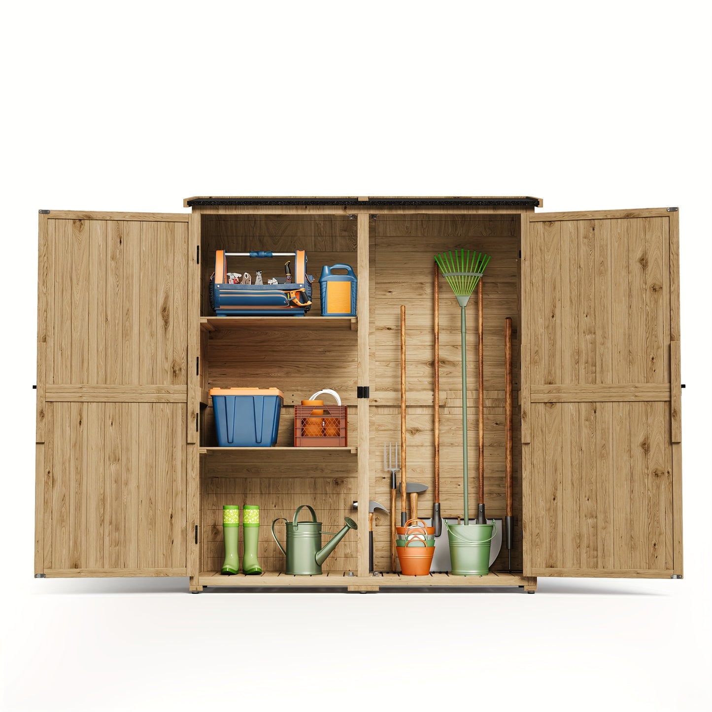 Tuinhuisje – Tuinschuur – Tuinberging – Buitenopslag – Gereedschapsschuur – Houten Tuinhuisje Met Dubbele Deuren – Waterafstotend Dak – Verwijderbare Planken