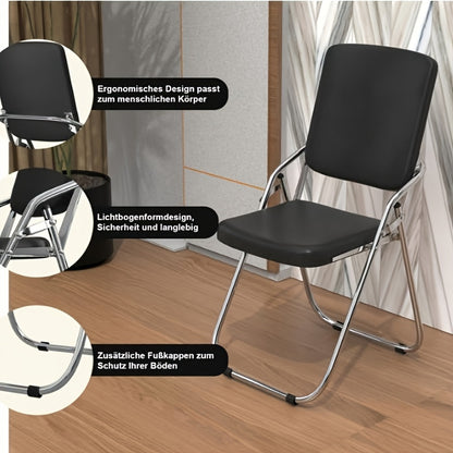 1pc Modern Space-Saving PU Armchair with Chrome Legs & Ergonomic Memory Foam Cushion - Wipe-Clean Easy-Clean Single Seat Chair with Armrests, Sturdy Metal Frame & Black/White/Gray Color Options for Kitchen, Bedroom, Dressing