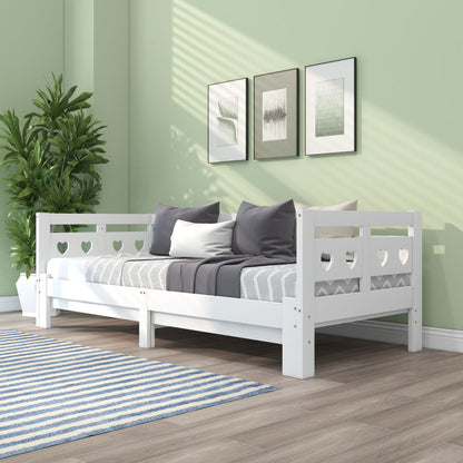 Uitschuifbaar Daybed – Uitklapbed – Slaapbank – Sofa Bed – Logeerbed – Massief Grenenhouten Frame – Ruimtebesparend 2-in-1 Design – Wit Retro – Lattenbodem – Geschikt Voor Matras 90-182x200 cm