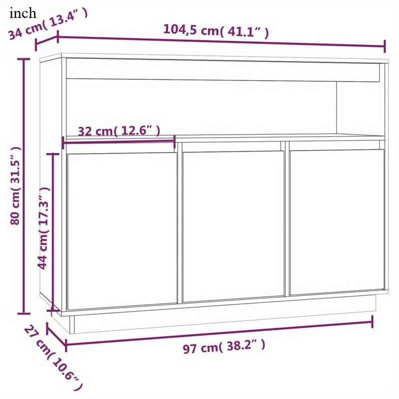 Dressoir – Opbergkast – Ladekast – Buffetkast – Kast – Massief Dennenhout – 104,5x34x80 cm – Modern Europees Design