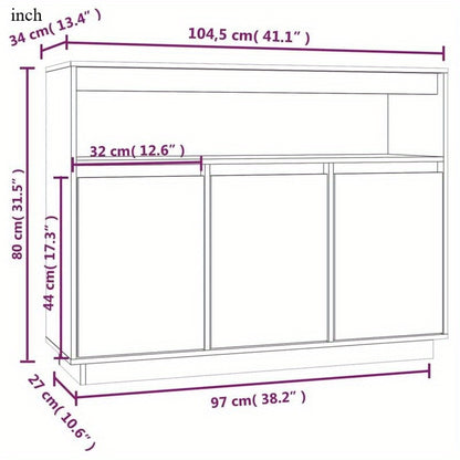 Dressoir – Opbergkast – Ladekast – Buffetkast – Kast – Massief Dennenhout – 104,5x34x80 cm – Modern Europees Design