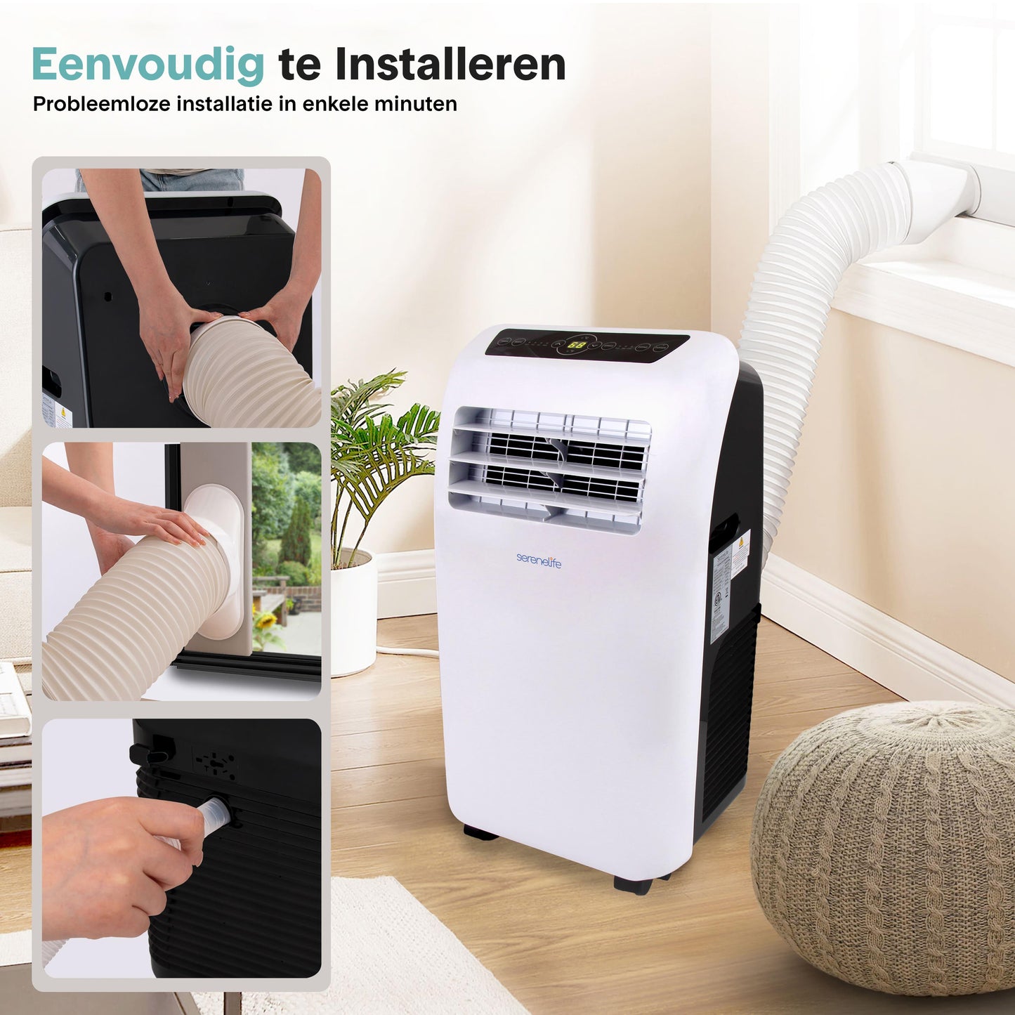 Mobiele Airconditioner – Draagbare Airco – Mobiele Airco – Verkoeler – Ontvochtiger – 7000 BTU – Stil en Compact met Wieltjes