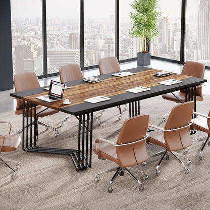 Vergadertafel – Bureautafel – Trainingsbureau – Kantoortafel – Meetingtafel – Ruim voor 8-10 Personen – Stevig E0 MDF Metalen Frame