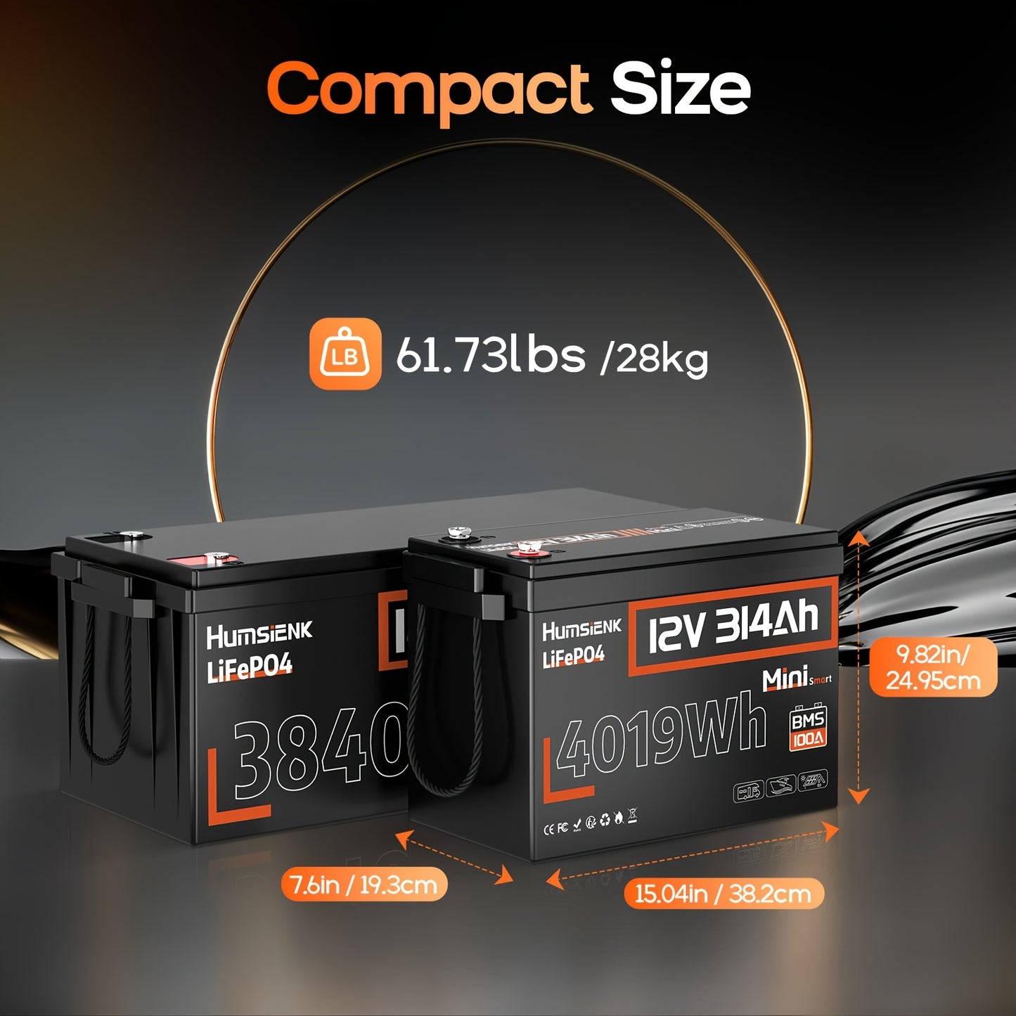 Lithium Accu – LiFePO4 Accu – 12V Accu – Lithium Batterij – Oplaadbare Accu – 100Ah Capaciteit – Ingebouwd 100A BMS – Bestand Tegen Lage Temperaturen