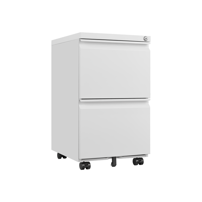 Ladeblok – Archiefkast – Rolcontainer – Ladenkast – Opbergbureau – Mobiel Met Metaal – Met Slot – Onder Bureau – 2 Lades – Wit – Verrijdbaar – Geen Montage