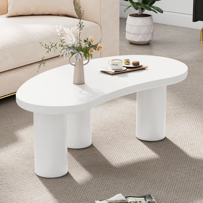 Salontafel – Moderne Tafel – Koffietafel – Bijzettafel – Rond – Halvemaanvorm – Metaal Wit – Ruimtebesparend Ontwerp – 107x57x40,5 cm