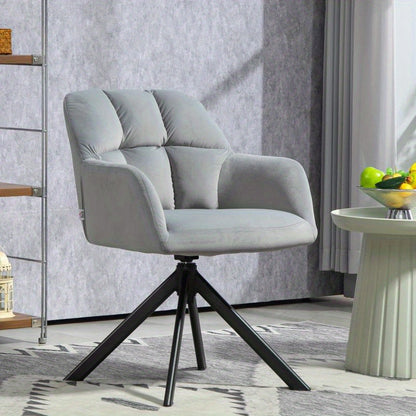 Draaifauteuil – Fauteuil – Loungestoel – Relaxstoel – Zithoekstoel – Grijze Velvet Bekleding – 360 Graden Draaibaar – Metalen Pootjes