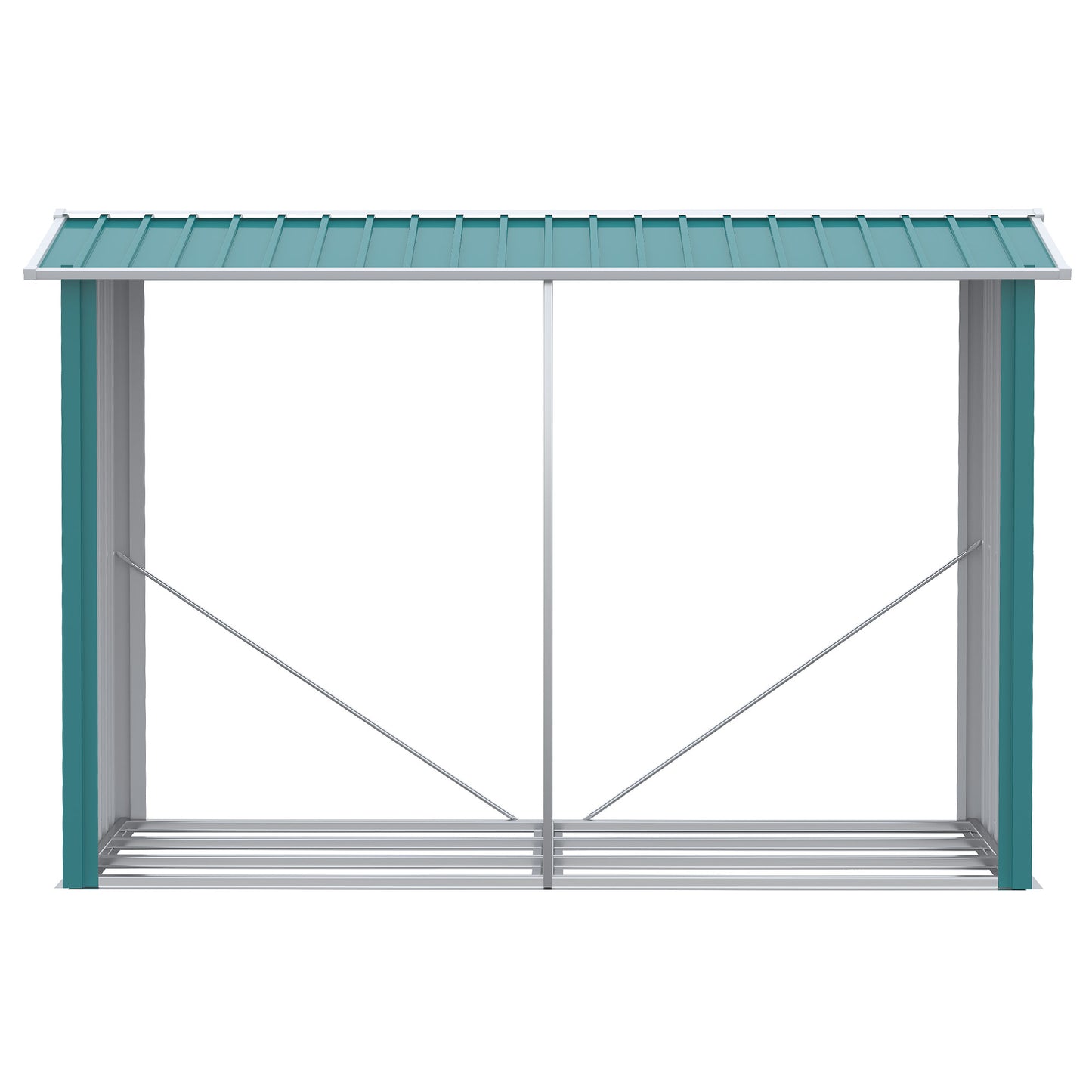 houtopslag – brandhoutrek – houtberging – haardhoutopslag – houtrek – Gegalvaniseerd Staal – Schuin Dak – 240x86x160 cm – Groene Coating