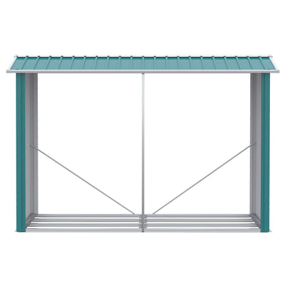 houtopslag – brandhoutrek – houtberging – haardhoutopslag – houtrek – Gegalvaniseerd Staal – Schuin Dak – 240x86x160 cm – Groene Coating