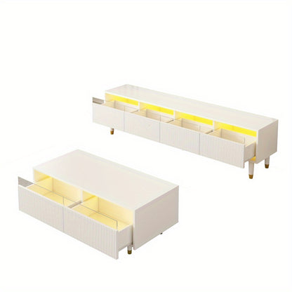 tv-meubel – tv-kast – media meubel – tv-dressoir – woonkamerset – MDF materiaal – 178x35x45 cm – wit met goud accenten