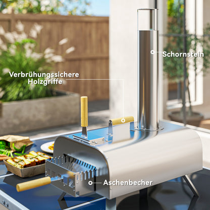 Outdoor Pizza Oven – Mobiele Pizza Oven – Draagbare Pizza Oven – Buitenoven – Pizza Grill – Roestvrij Staal – Inklapbare Poten – Pizzasteen & Schoorsteen