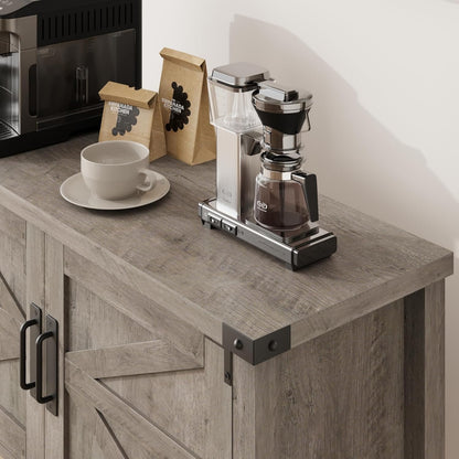 Sidetable – Haltafel – Consoletafel – Wandtafel – Bijzettafel – Grijs – Met 2 Deuren En 2 Laden – Stevig Metalen Frame & Krasbestendig Oppervlak