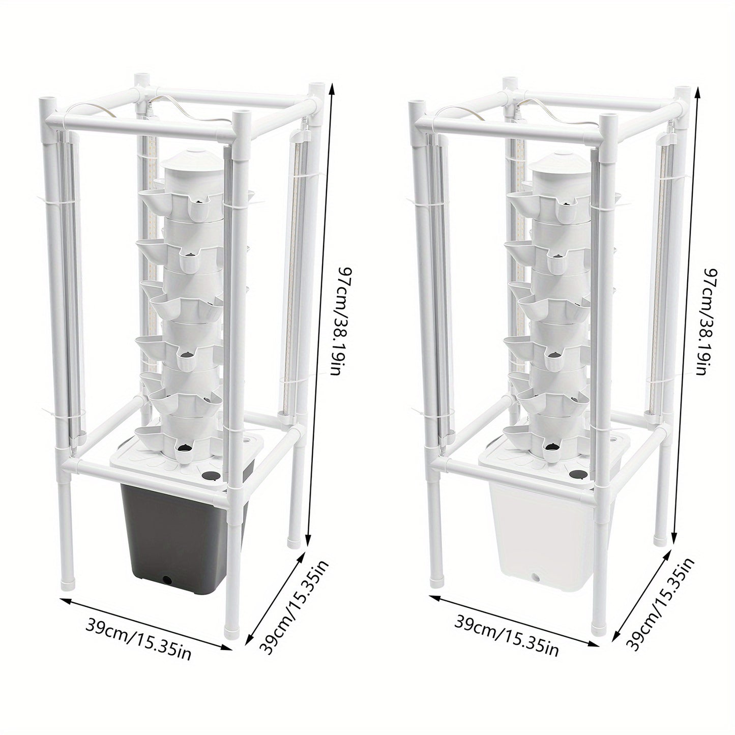 Hydroponische Kweektoren – Verticale Moestuin – Hydrocultuur Toren – Kruidenkweker – Groententoren – Wit – 6 Lagen Met 30 Plantgaten – Ruimtebesparend Met 10L Waterreservoir