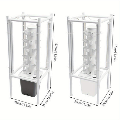 Hydroponische Kweektoren – Verticale Moestuin – Hydrocultuur Toren – Kruidenkweker – Groententoren – Wit – 6 Lagen Met 30 Plantgaten – Ruimtebesparend Met 10L Waterreservoir