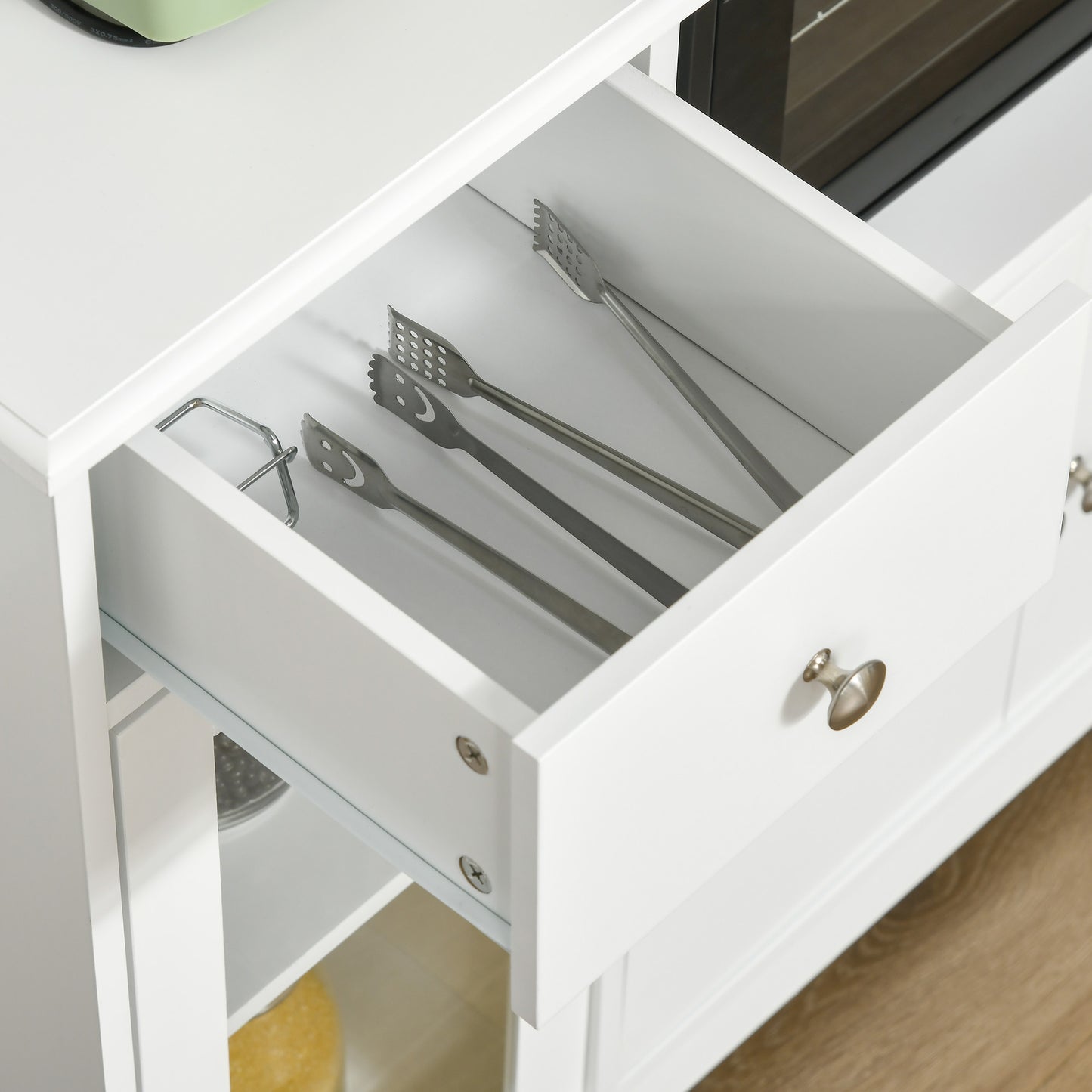 Magnetronkast – Keukenkast – Opbergkast – Ovenkast – Keukenmeubel – MDF Met Verstelbare Glazen Legplanken – Waterbestendig & Anti-Kantel Systeem