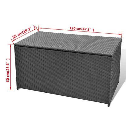 Opbergbox Tuin – Tuinkussenbox – Tuinkist – Opbergkast – Organizer Buiten – Zwart Gevlochten Kunststof – 120x50x60 cm – Weerbestendig