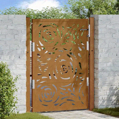 Metalen sierpoort – Tuinpoort – Sierhek – Terraspoort – Buitenpoort – Bruin – Weerbestendig staal – 105x130 cm