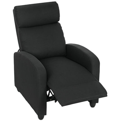Relaxstoel – Fauteuil – Draaistoel – Loungestoel – Relaxfauteuil – Verstelbaar tot 135° – Uitschuifbare Voetensteun – Polyester Bekleding – 5-Wielige Stevige Basis – Handmatige Bediening – Modern Zwart Design