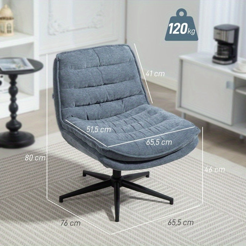 Bureaustoel – Office Chair – Ergonomische Stoel – Draaistoel – Computerstoel – Robuust Metaal – Breed Zitvlak – Hoogte Verstelbare Rugleuning – 360° Draaibaar – Zonder Armleuningen – Onderhoudsvriendelijk – Donkergrijs