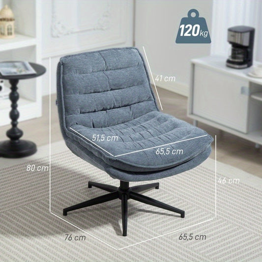 Bureaustoel – Office Chair – Ergonomische Stoel – Draaistoel – Computerstoel – Robuust Metaal – Breed Zitvlak – Hoogte Verstelbare Rugleuning – 360° Draaibaar – Zonder Armleuningen – Onderhoudsvriendelijk – Donkergrijs