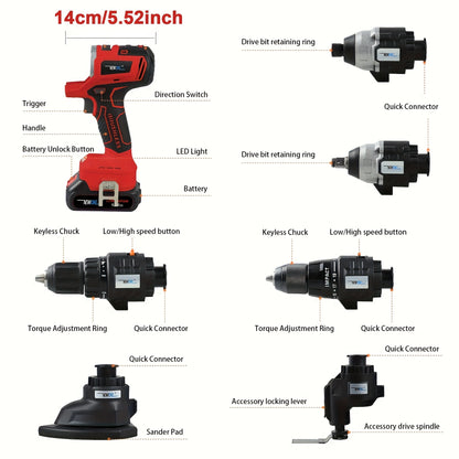 Multigereedschap Accu – Multitool Batterij – Vervangingsbatterij – Lithium-ion Accu – Cordless Batterij – 4000 mAh Capaciteit – Rubber Behuizing