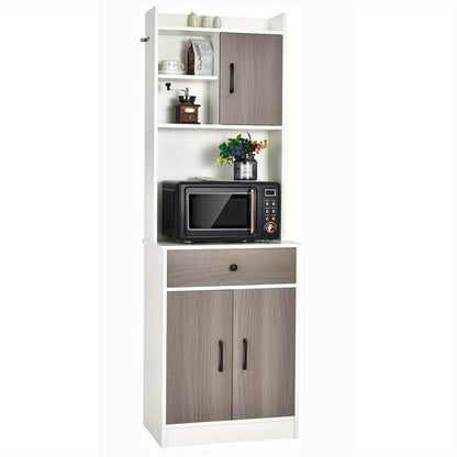 Keukenkast – Keukenbuffetkast – Keukenopbergkast – Keukenpantry – Keukenbuffet – Vrijstaand – Verstelbare Planken – Kabeldoorvoer – Wit – Grote Opbergruimte