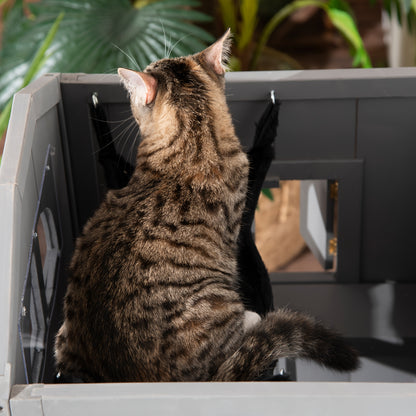 Kattenhuis – Kattenmand – Kattenhok – Kattenkast – Kattenbed – Duurzaam Bamboe – Compact Ontwerp 59x55x109 cm – Modern Grijs – Multifunctioneel Indoor Kattenmeubel