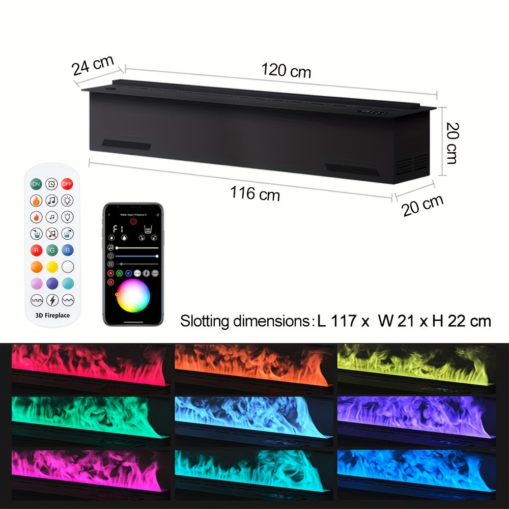 3D Elektrische Haard – Elektrische Open Haard – LED Haard – Sfeerverwarming – Mistbevochtiger – 120 cm – Veilig Kindvriendelijk – App En Afstandsbediening
