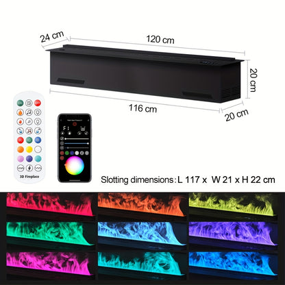 3D Elektrische Haard – Elektrische Open Haard – LED Haard – Sfeerverwarming – Mistbevochtiger – 120 cm – Veilig Kindvriendelijk – App En Afstandsbediening