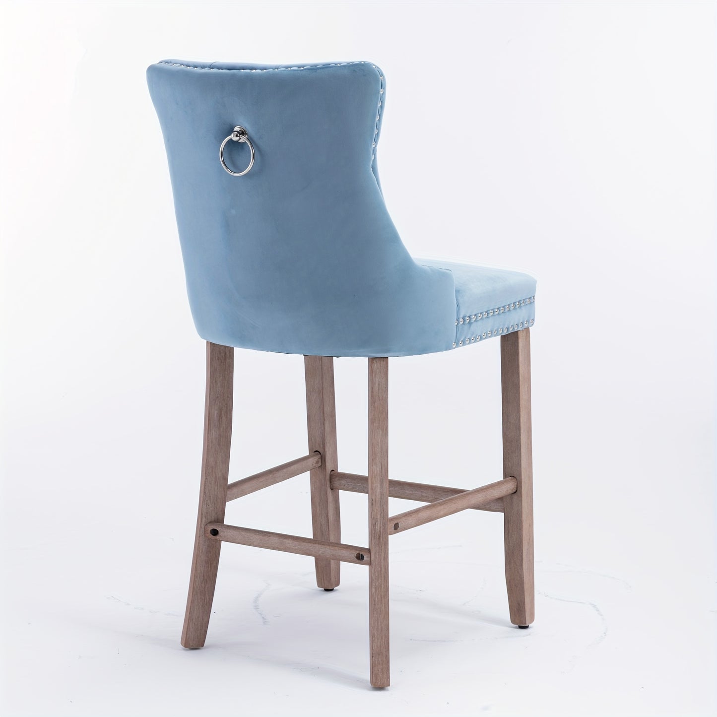 Barkrukken – Krukken – Barkruk Set – Barstoelen – Keukenstoelen – Lichtblauw – Zachte Gevoerde Zitting – Button-Tufted Rugleuning – Chrome Nagelrand – Duurzaam & Comfortabel