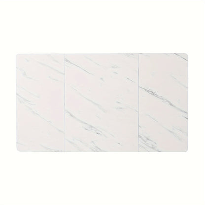 Eettafel – Tafeltje – Keukentafel – Diner tafel – Eetkamertafel – Rechthoekig – MDF Marmerpatroon – Verstelbare Metalen Poten