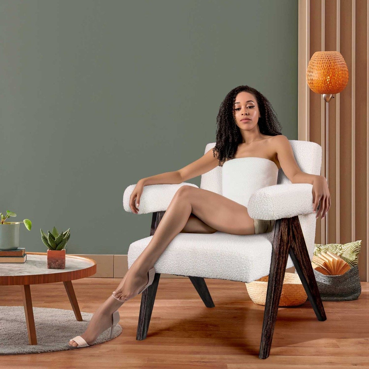 Fauteuil – Armstoel – Lounge Stoel – Relaxfauteuil – Leunstoel – Massief Parawood – Waterafstotende Bouclé Bekleding